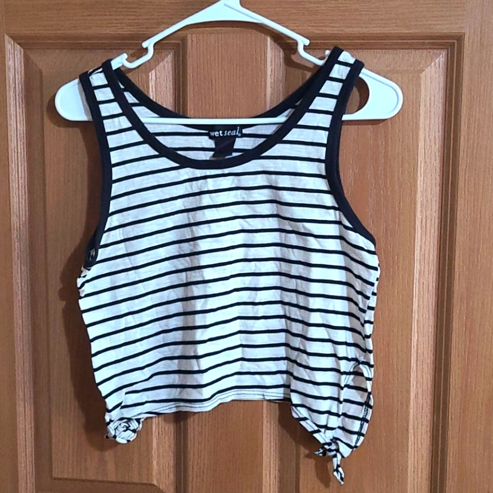 Wet seal black and white striped crop top